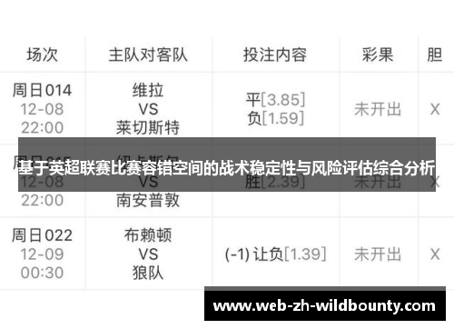 基于英超联赛比赛容错空间的战术稳定性与风险评估综合分析